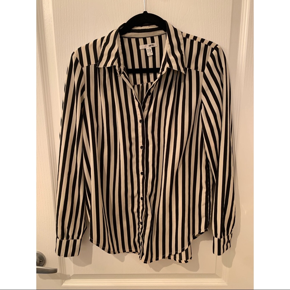 Black/White Stripe button down